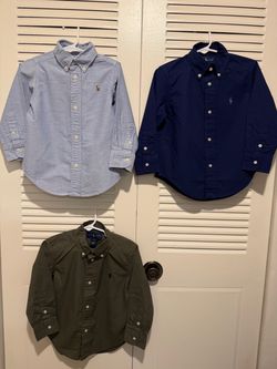 Polo Ralph Lauren Toddler Boy Size 2T Classic Button-Down Shirts (3-Piece Lot)