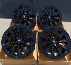 20” Tesla Model X Slipstream OEM Wheels Gloss Black POWDER COAT EXCHANGE