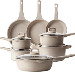 CAROTE 13pcs Pots and Pans Set Non Stick, Taupe Nonstick Cookware Set, Frying pans with lids, Kitchen Essentials Pot and Pan, Induction Cookware