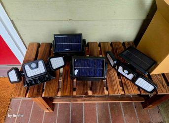 4 Pack Solar Outdoor Three-Head Motion Sensor Wall Light, 74 LED, Suitable for Courtyard, Terrace