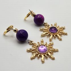 Purple Sunburst Earrings