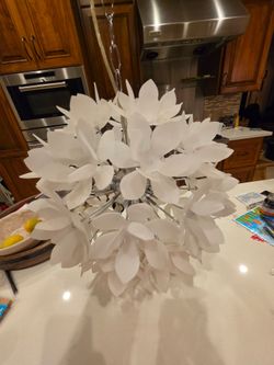 White frosted glass chandelier