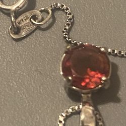 Jewels For Health Care - 100% Real Imported Garnet Pendant Necklace In Pure Silver Setting 