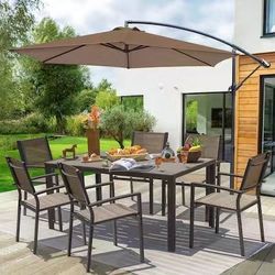 ❤️ Vineego Long Dining Set 7 -Piece Black Patio Dining Set