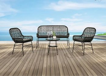 3 Piece Patio Conversation Set - Black Color