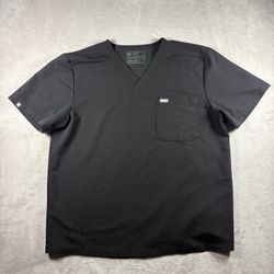 FIGS Women’s Unisex Black 2XL Technical Collection Scrub Top V-Neck #11A