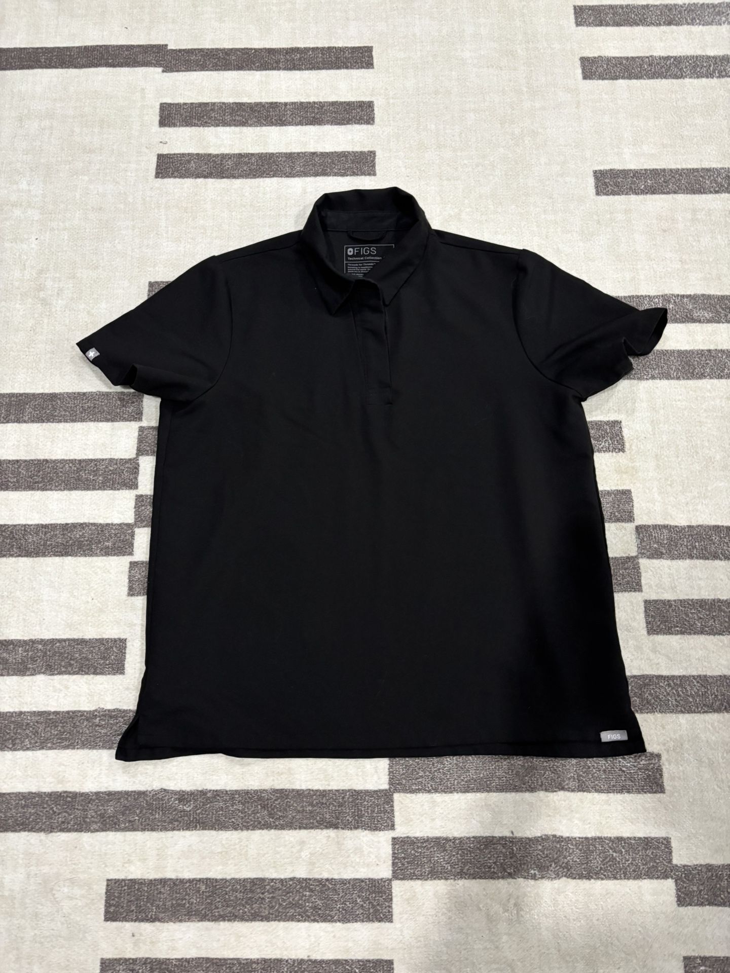 Large FIGS Black Scrub Polo Top