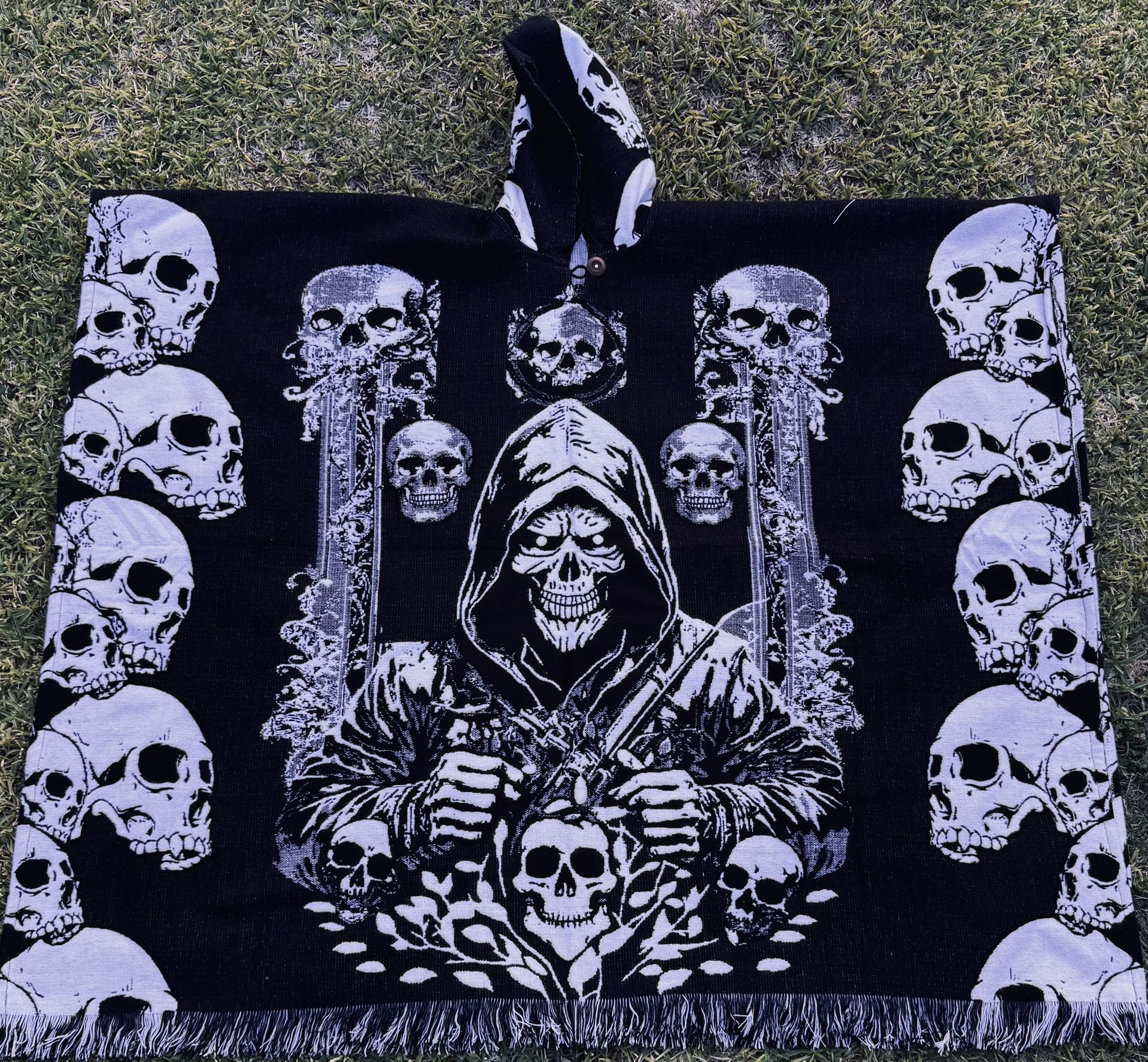 Santa Muerte Alpaca Poncho