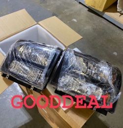 #5 Fit Brand New 2005-2007 Ford F-250 F-350 SuperDuty F250 F350 Black Clear Headlights Replacement Head Light 