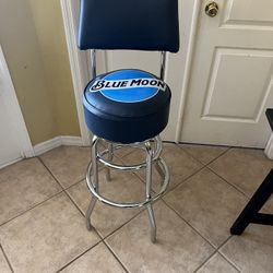 Blue Moon Classic Logo Bar Stool w/ Backrest 