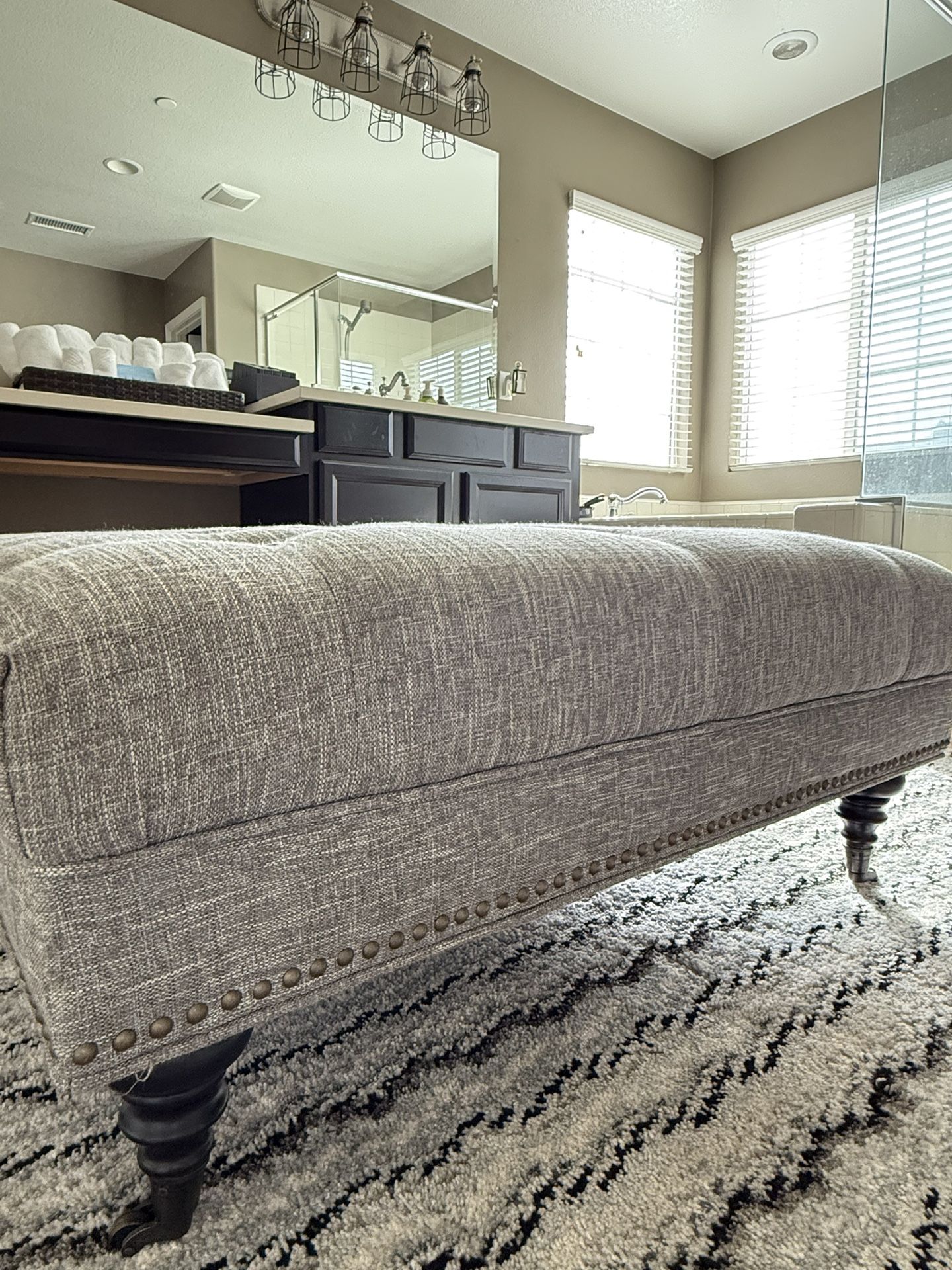 Extra Large Tufted Gray Ottoman / Coffee Table 40x40