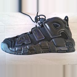 Nike Air More Uptempo Triple Black - Size 6 Boys / Women's 7.5 - Worn Twice