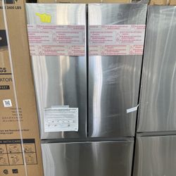 Brand new Samsung 25 cu. ft. Standard Depth 3-Door French Door Smart Refrigerator in Stainless Steel with Beverage Center and Dual Ice