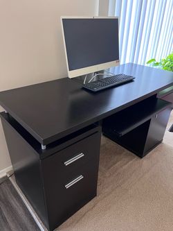 Home Office Desk 2 Drawers and 1 Storage Cabinet