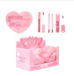 Set heart lipstick, gloss and liplinear