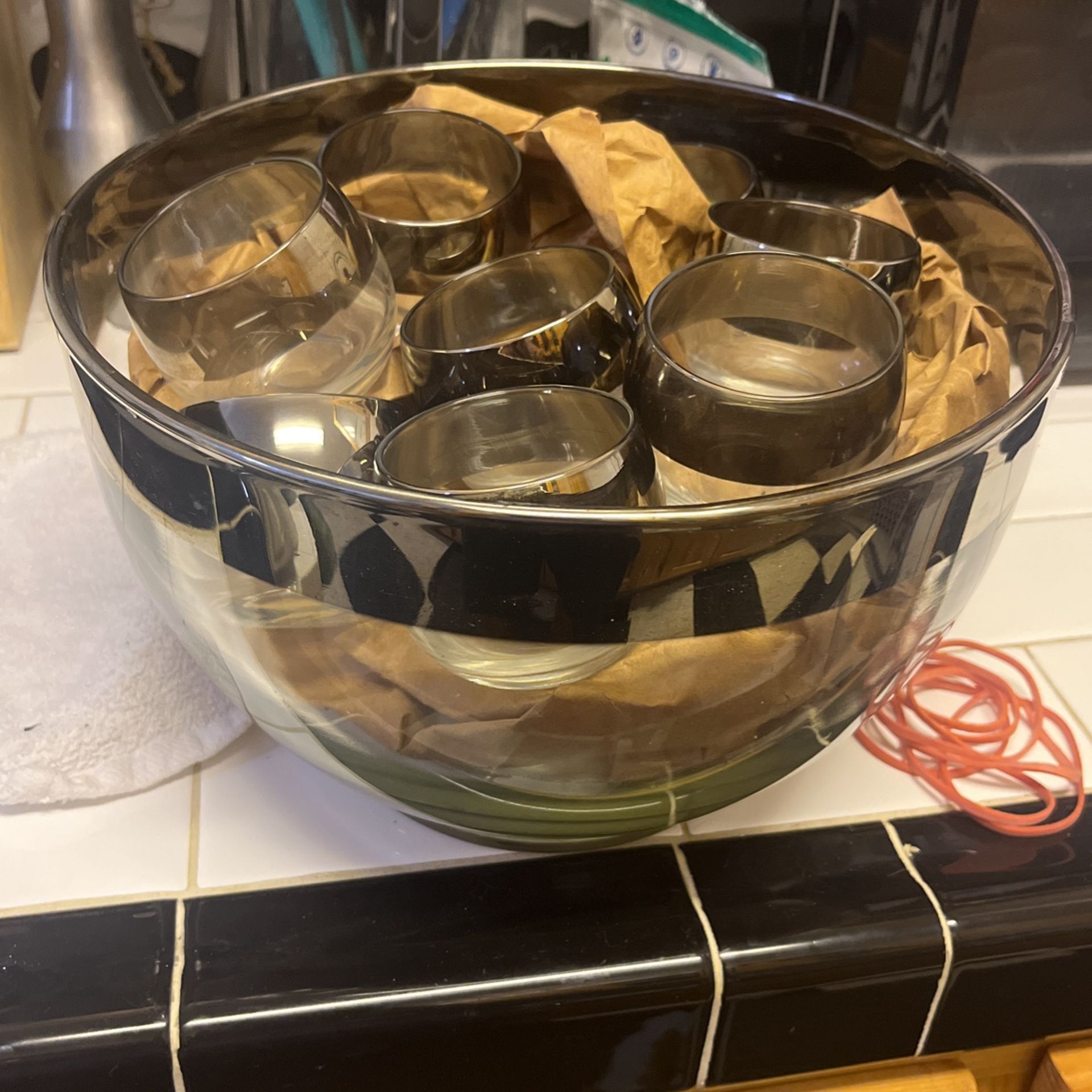 MCM 50s Dorthy Thorpe 13 Piece Punch Bowl Set