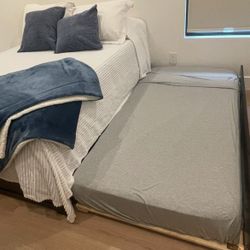 Full size platform Bed And Twin Trundle