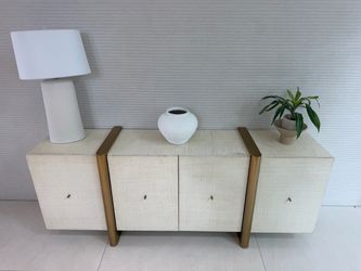 CB2 Dorset 81" White Lacquered Linen Credenza