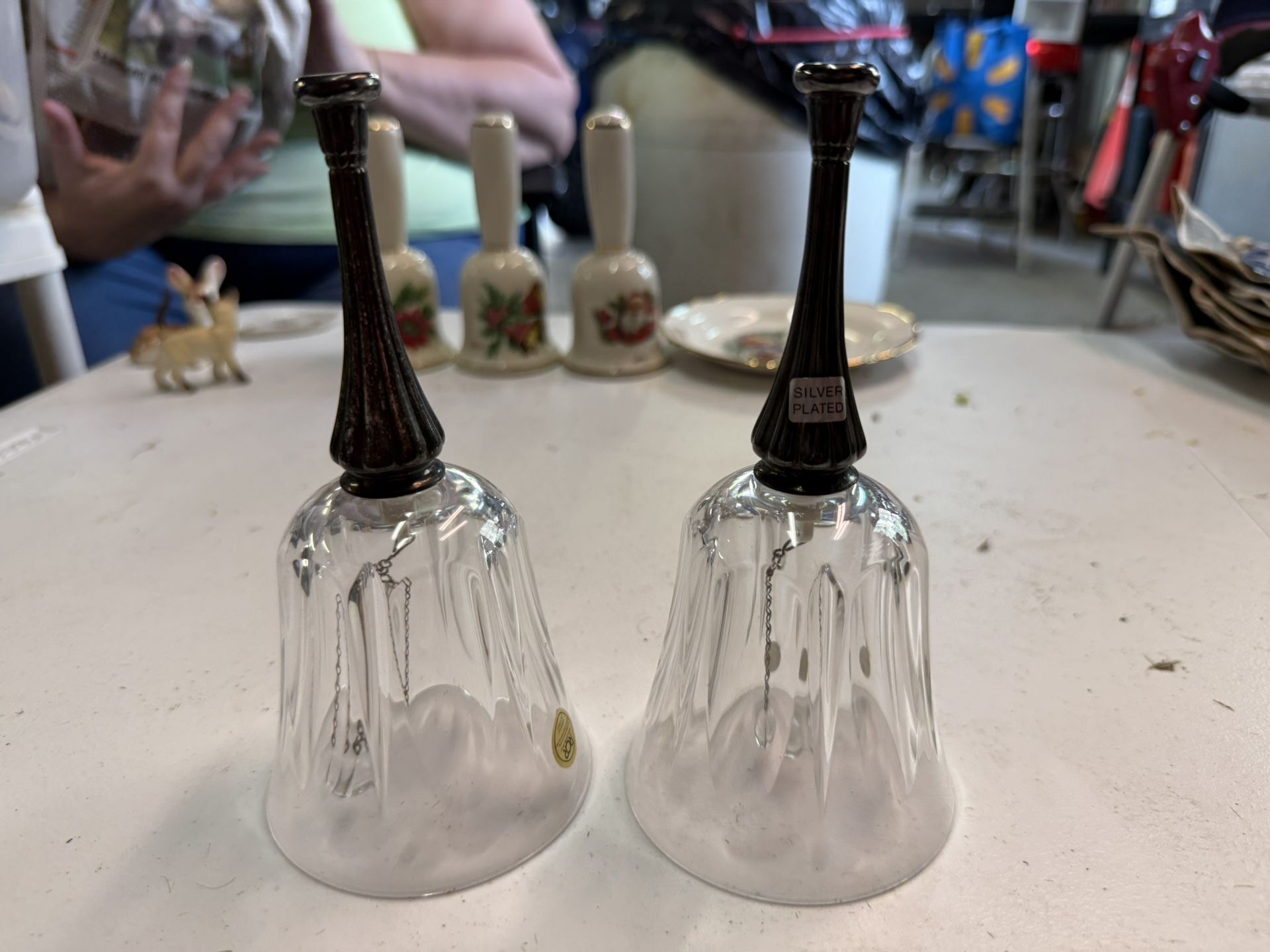 Silver Handled Glass Bells