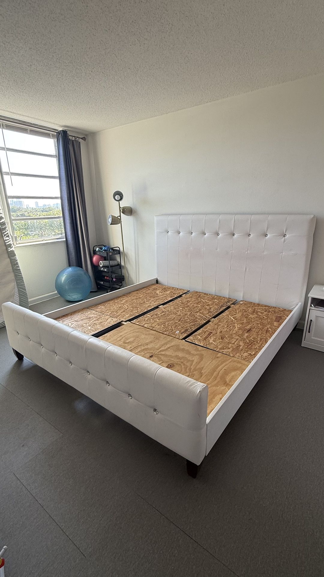 White Upholstered King Bed Frame