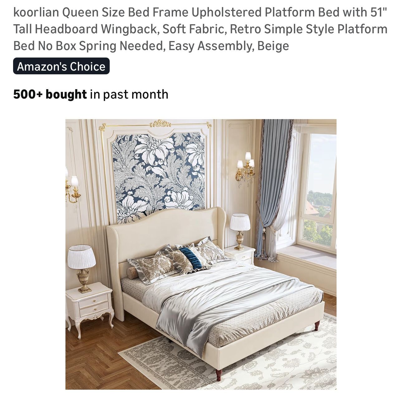 Upholstered Queen Bed Frame (beige )