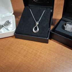 Sterling Silver Collection,  Vintage Broach,  New 925 Ring sz11, Infinity Pendant &chain