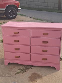 Vintage pink wood dresser