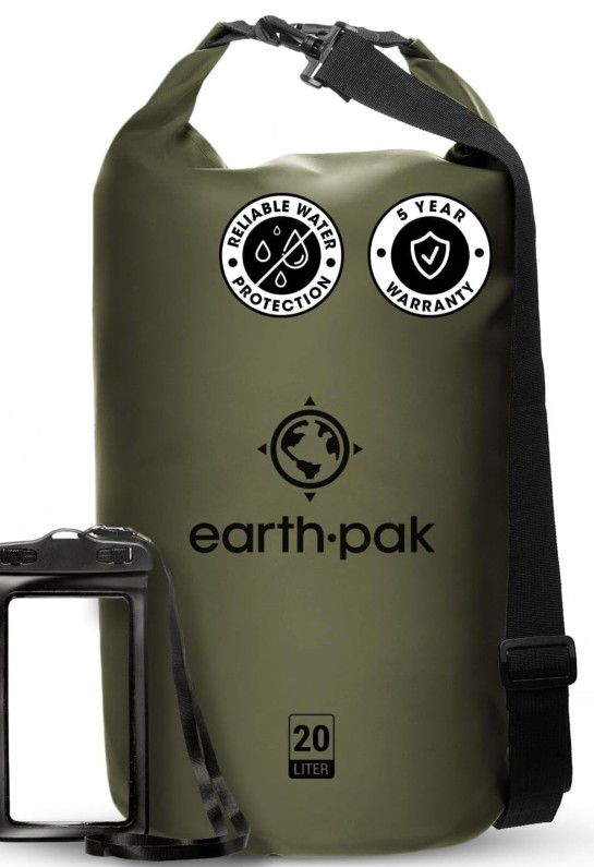 40L Earth Pak Waterproof Dry Bag - Roll Top Waterproof Backpack Sack Keeps Gear Dry 