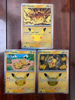 Pokemon Pikachu 30th Anniversary Celebrations Holo Lot of 3! NM/M PACK FRESH