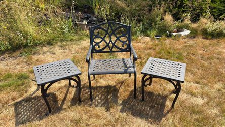 Chair and two side tables.