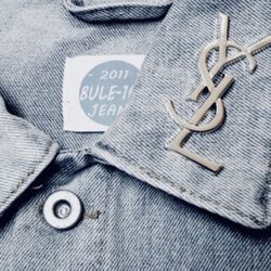 Silver YSL Pin Brooch 1.75”