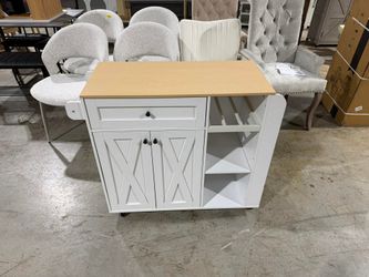 Rolling Kitchen Islands Cart on Wheels with wine rack, folding tabletop