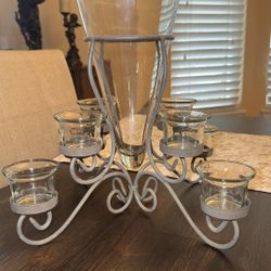Metal Candle Holder with Glass Vase