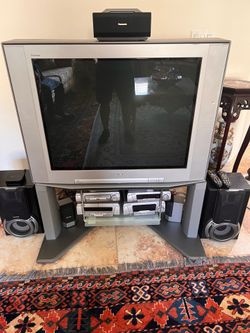 Sony 36” Trinitron XBR Series with stand and Panasonic Audio system