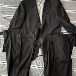 Brooks Brothers Charcoal Men’s Full Suit Set with Jacket and 2 Sets of Pants (Jacket 40R, Pants 34 x 30)