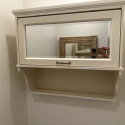Shelf Vanity Mirror Storage Wood White Wall Cabinet