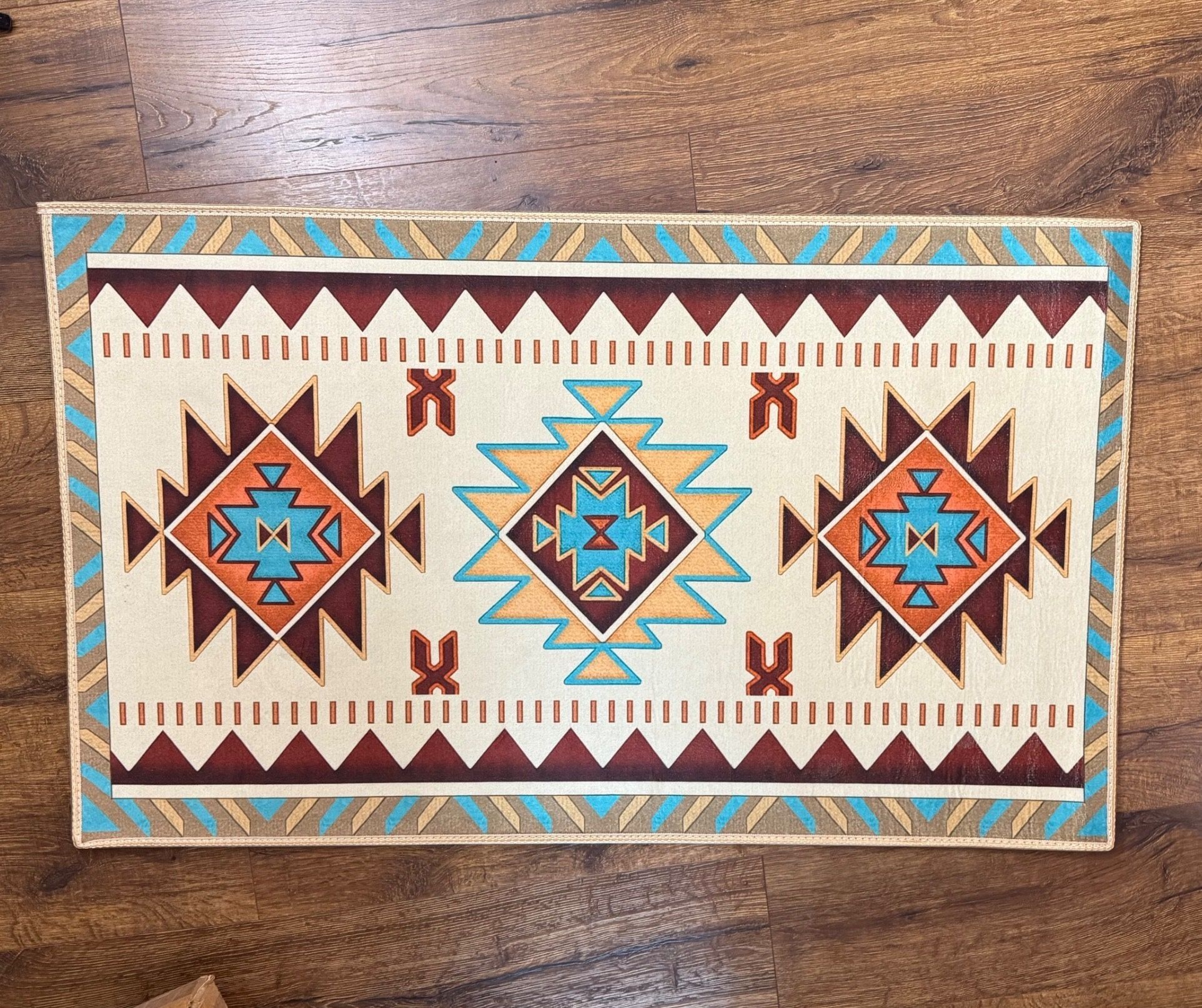 Southwest Navajo Aztec Geometric Accent Rug Rubber Backing 45" x 25.5"