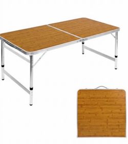 Folding Camping Table 4 Ft Foldable Picnic Table Portable 3 Height Adjustable Aluminum Camp Table Ou