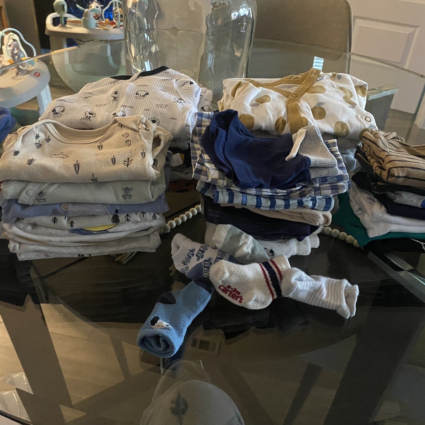 OVER 50 Pieces 0-3 Month Onesies/Sleepers/Socks Mixed