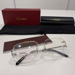 Cartier Glasses, Clear Lense, Silver Frame