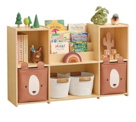 (Firm price)OOOK Montessori Bookshelf and Toy Storage Organizer, 2-Tier Horizontal Bookshelf, 5-Compartment Toy Storage(J14)