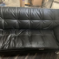 Faux Black leather futon