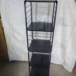 VASAGLE 4-Tier Rotating Bookshelf, Bookcase with Bookends for Small Spaces, Corner Shelf, Steel Frame, Ebony Black and Ink Black ULLS127B56