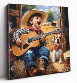 Farmhouse Western Cowboy Wall Art – 24” x 24”