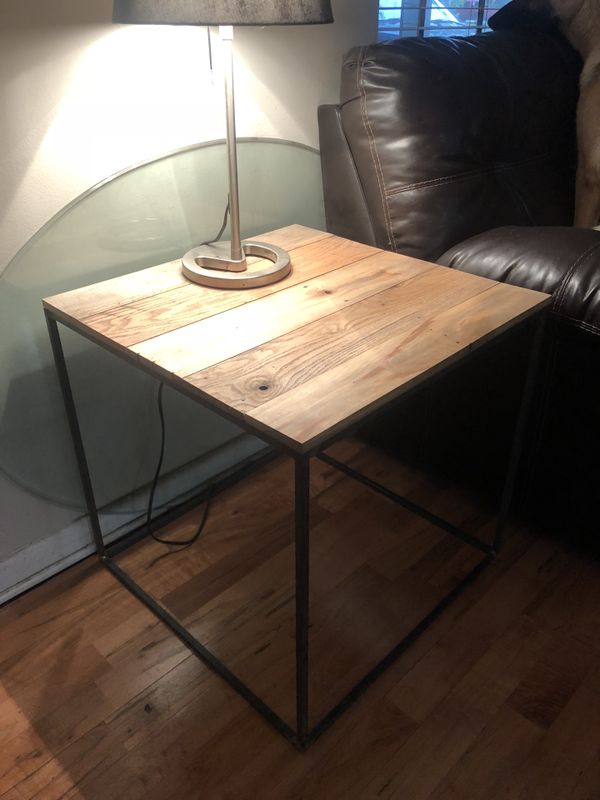 Reclaimed Barnwood Steel Table Barn Wood Hardwood Side Coffee
