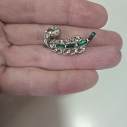 Vintage Emerald And Swarovski Crystal Brooch