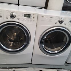 LG Front Load Washer And Stackable Gas Dryer Set 