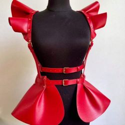 Red Body Harness Skirt And Arm Sleeves
