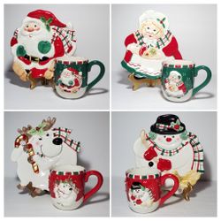 NEW Fitz and Floyd Christmas Mug and Plate Sets $10 EACH 