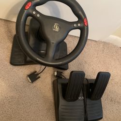 Interact V3 Steering/Racing Wheel & Pedals For Windows Games PC Black 